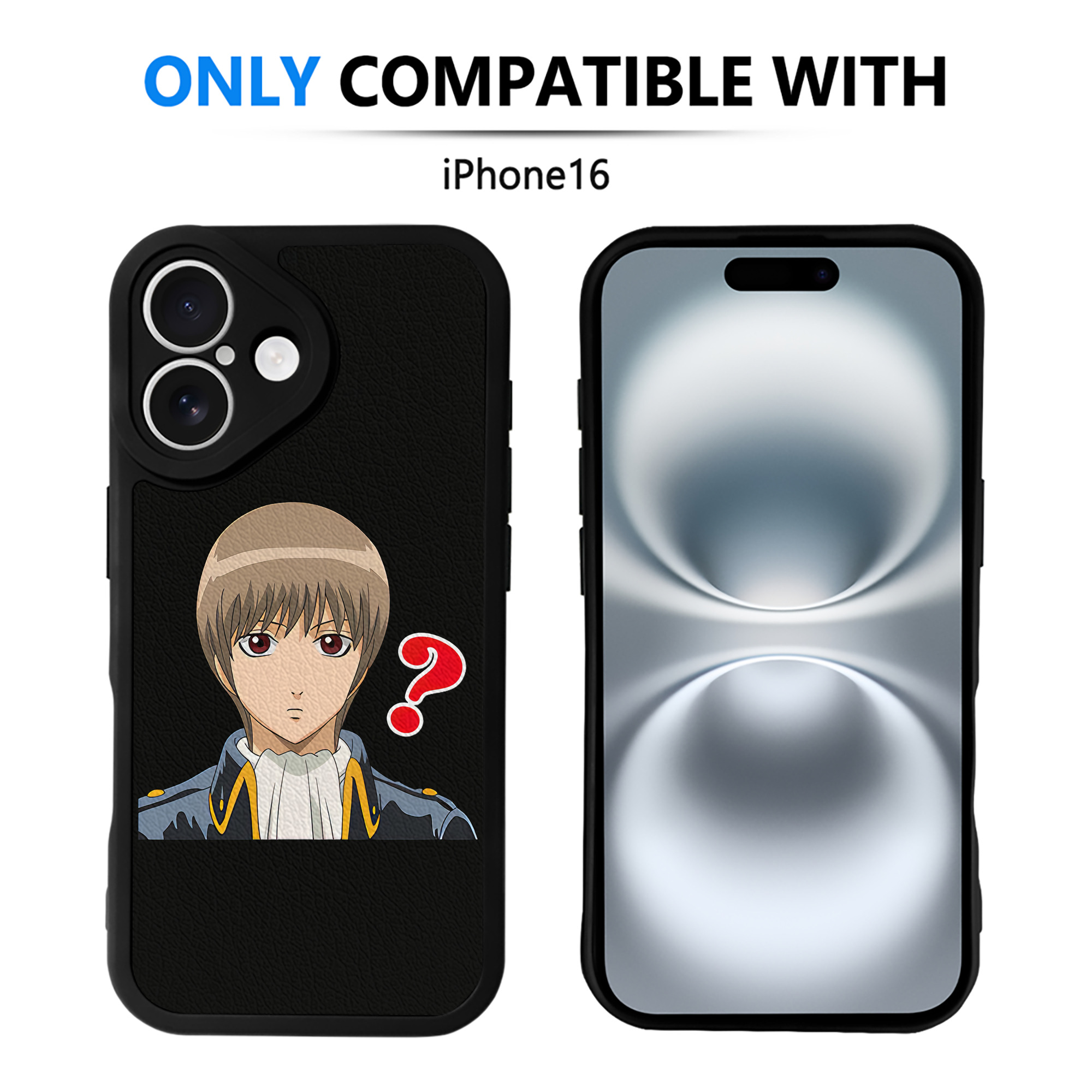 （画像用） ぎんたま 坂田銀時（さかたぎんとき） 神楽 志村新八（しむら しんぱち） GINTAMA Sakata Gintoki Kagura Shimura Shinpachi 【iPhone 16シリーズ対応】シリコンスマホケース（レザー調） 材質：シリコン